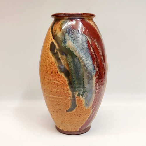 Click to view detail for #221153 Vase Rust, Red, Blue, Teal $24